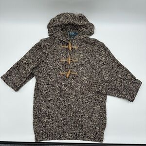 Vintage VTG Y2K Polo Ralph Lauren‎ Cotton Knit Toggle Hoodie Men’s Medium Brown